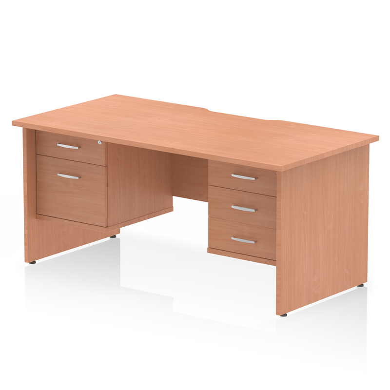 EQUINOX Panel End Rectangular Desk, Double Pedestal,1600mm, BEECH