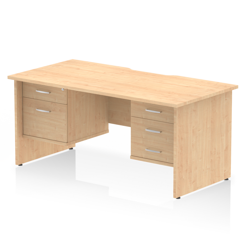 EQUINOX Panel End Rectangular Desk, Double Pedestal,1600mm, MAPLE