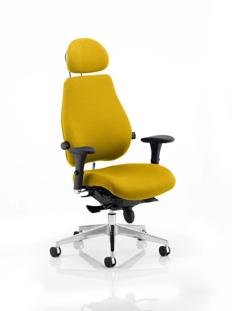 Chiro Plus Ultimate High Back Ergonomic Posture Chair with Arms and Headrest - Yellow