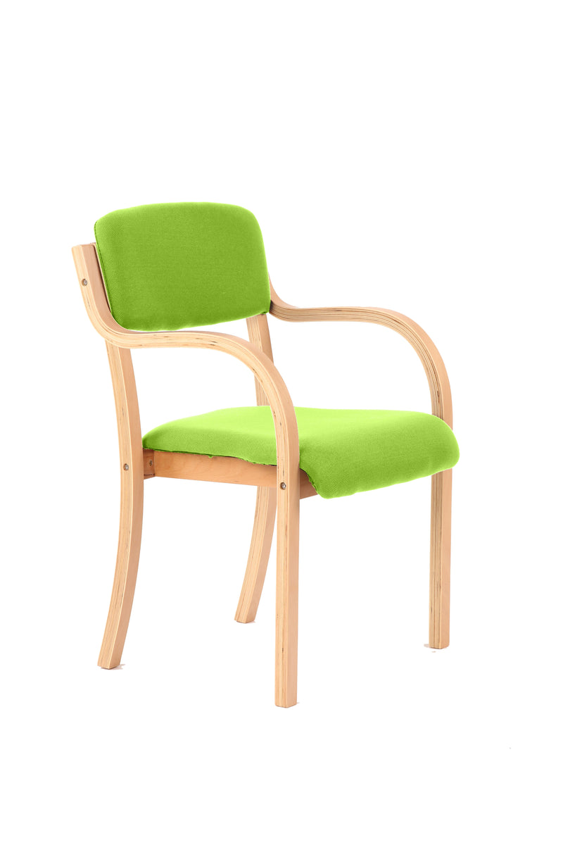 Madrid Wooden Frame Visitor Chair with Arms - Green