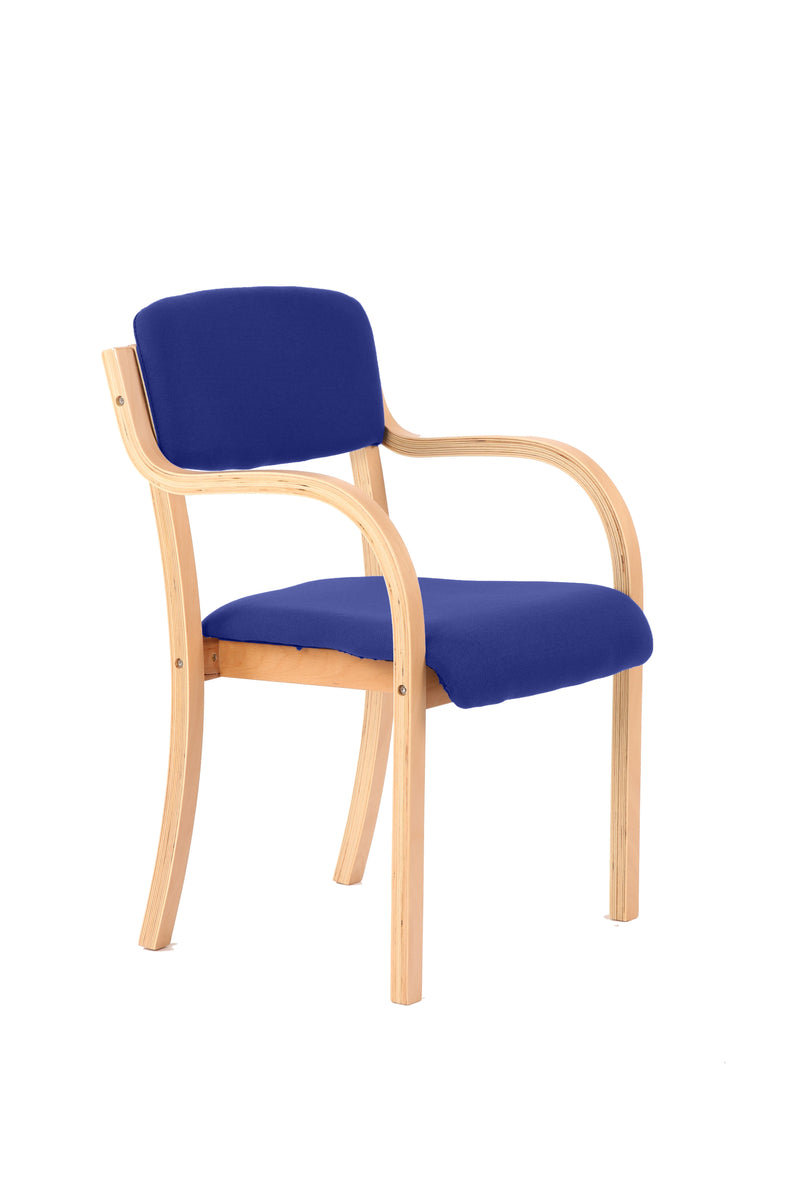 Madrid Wooden Frame Visitor Chair with Arms - Blue