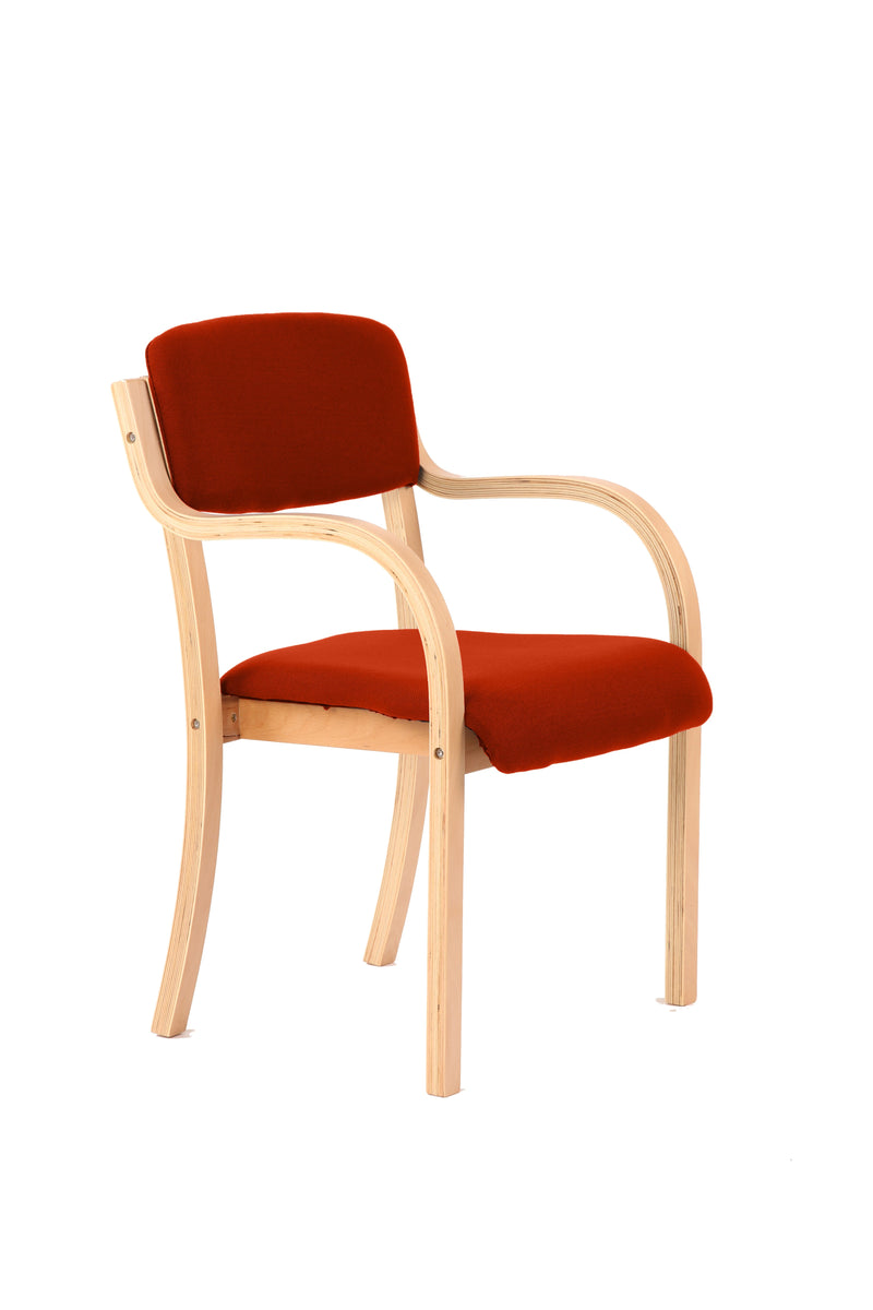 Madrid Wooden Frame Visitor Chair with Arms - Orange