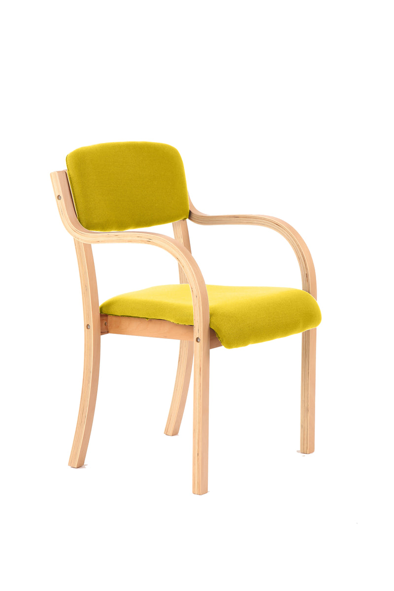 Madrid Wooden Frame Visitor Chair with Arms - Yellow