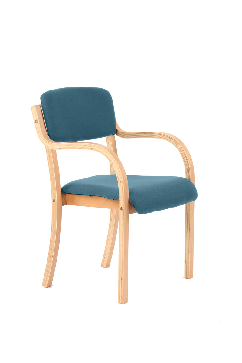 Madrid Wooden Frame Visitor Chair with Arms - Teal