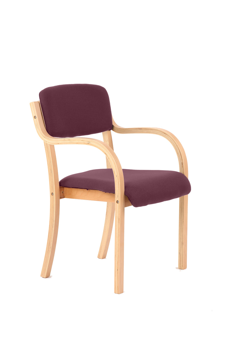 Madrid Wooden Frame Visitor Chair with Arms - Purple