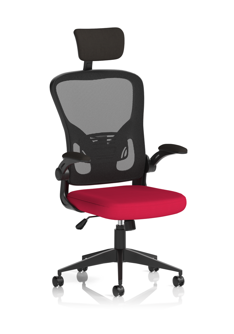 Ace Executive Mesh Chair With Folding Arms - Cherry