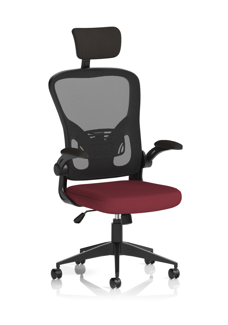 Ace Executive Mesh Chair With Folding Arms - Chilli