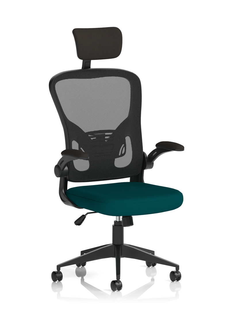 Ace Executive Mesh Chair With Folding Arms - Teal