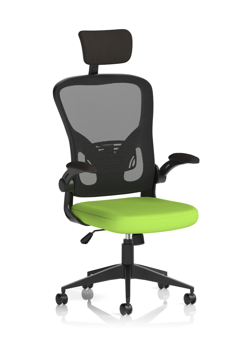 Ace Executive Mesh Chair With Folding Arms - Green