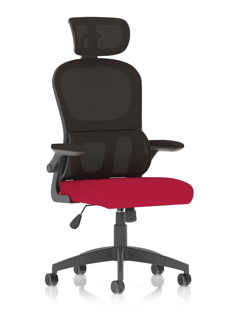 Iris Task Operator Mesh Back Fabric Seat With Headrest - Cherry