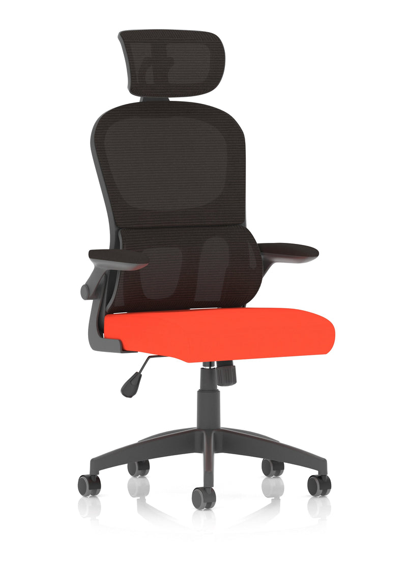 Iris Task Operator Mesh Back Fabric Seat With Headrest - Orange