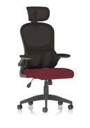 Iris Task Operator Mesh Back Fabric Seat With Headrest - Chilli