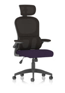 Iris Task Operator Mesh Back Fabric Seat With Headrest - Purple