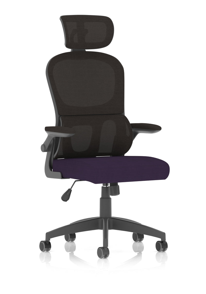 Iris Task Operator Mesh Back Fabric Seat With Headrest - Purple