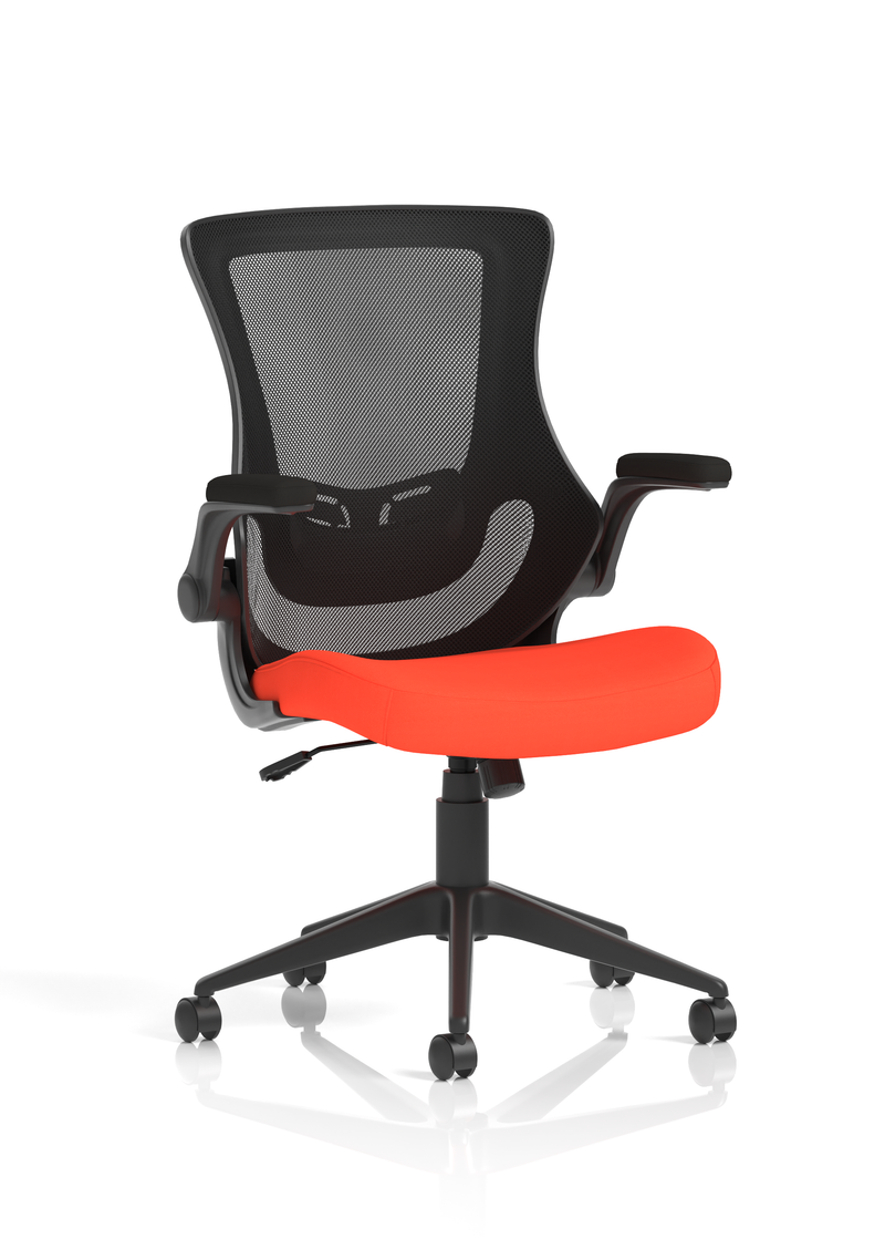 Orbit Black Mesh Back Chair - Orange Seat