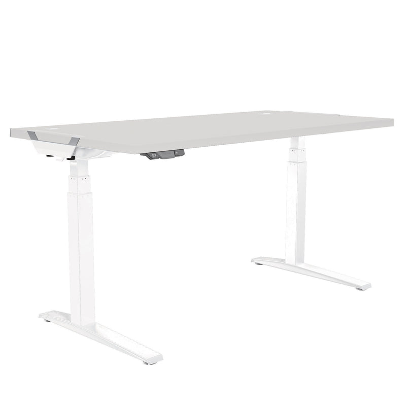 Fellowes Levado Electric Height Adjustable Sit Stand Desk / Standing Desk, 1600mm, WHITE FRAME / GREY DESKTOP