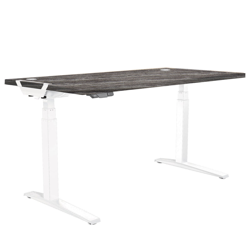 Fellowes Levado Electric Height Adjustable Sit Stand Desk / Standing Desk, 1400mm, WHITE FRAME / NEWPORT OAK DESKTOP