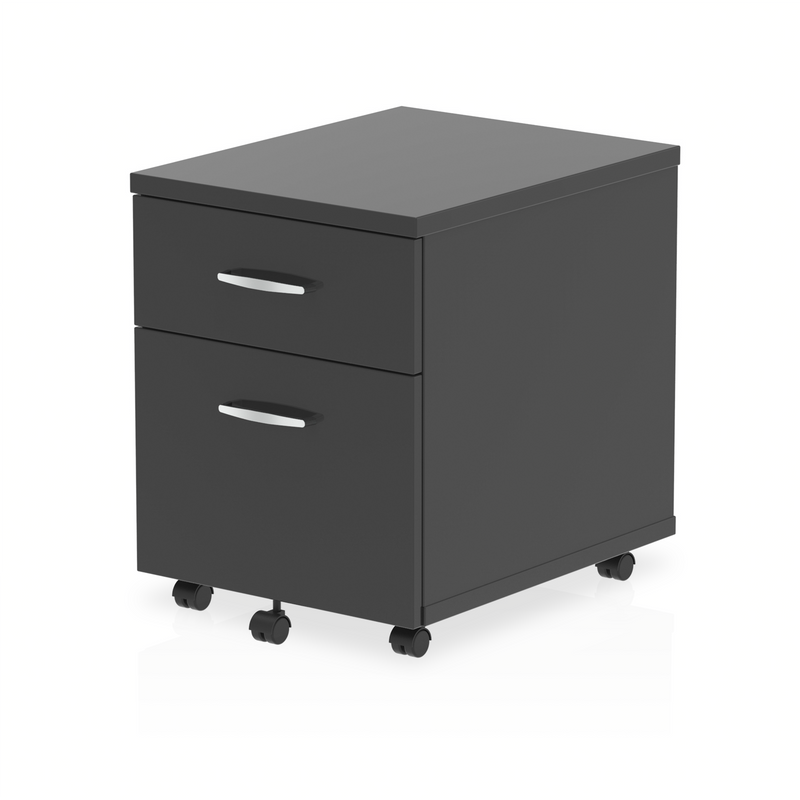 EQUINOX Low Mobile Under-Desk 2-Drawer Pedestal, BLACK