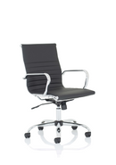 Nola Leather Executive Office Chair with Arms - Medium Back - Black