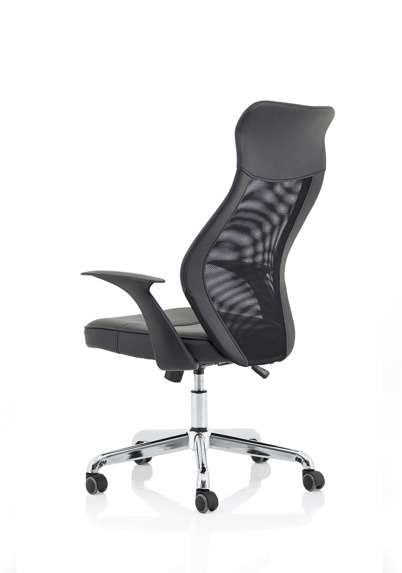 Baye High Mesh Back Task Operator Black Bonded Leather Office Chair with Arms