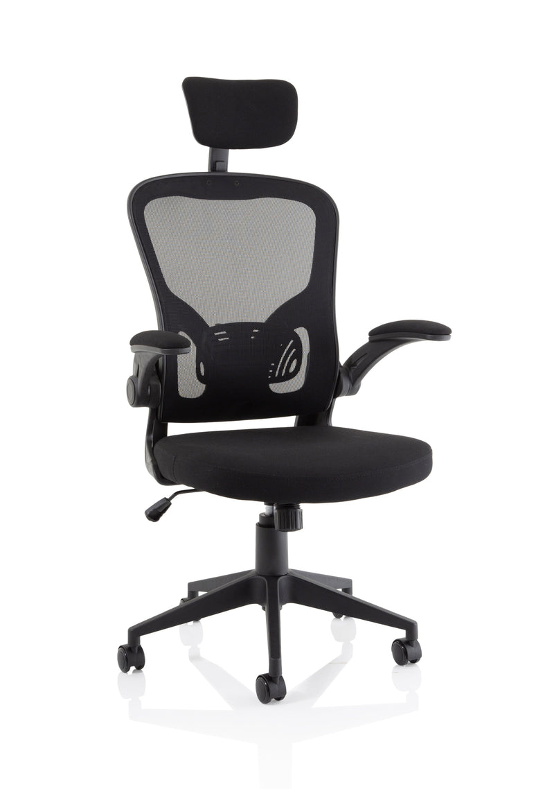 Ace Executive Mesh Chair With Folding Arms - Black