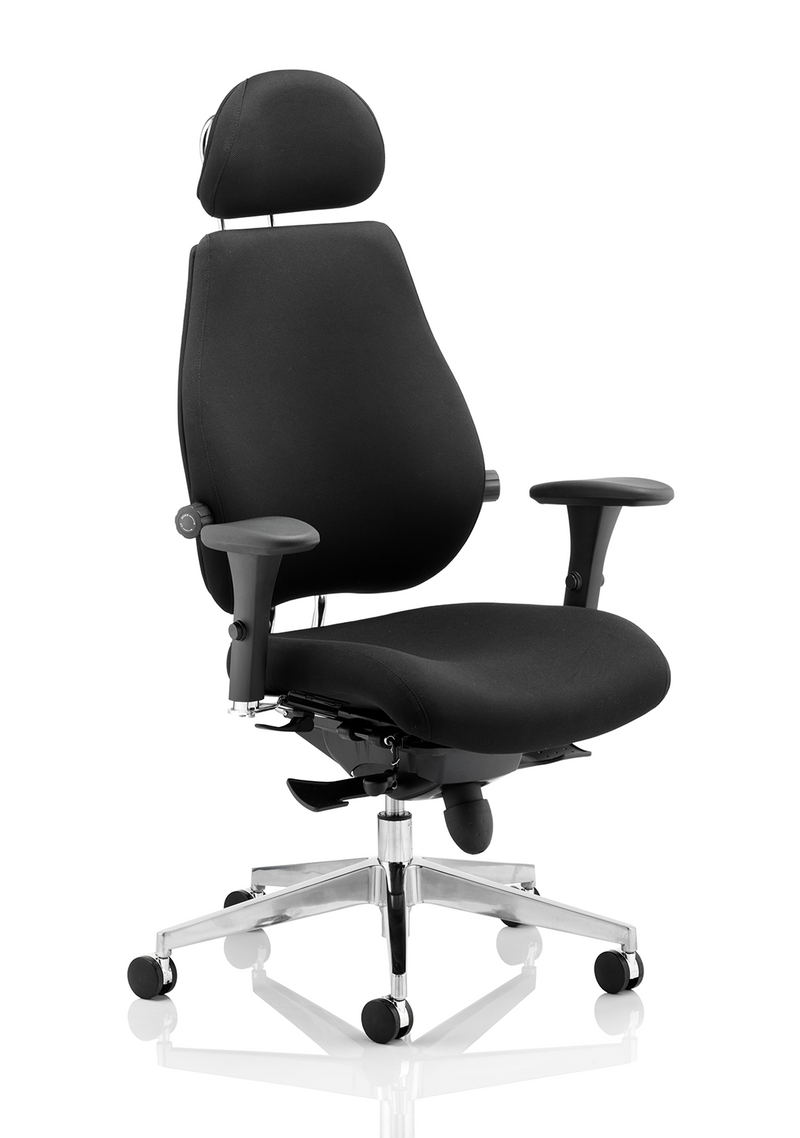 Chiro Plus Ultimate High Back Ergonomic Posture Chair with Arms and Headrest - Black Fabric