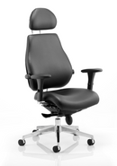 Chiro Plus Ultimate High Back Ergonomic Posture Chair with Arms and Headrest - Black Leather