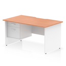 EQUINOX Panel End Rectangular Desk, Single Pedestal,1600mm, BEECH & WHITE