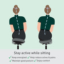 Leitz Ergo Active Sitting Stool with Wheels and Wobble Comfort Seat, Black/Grey