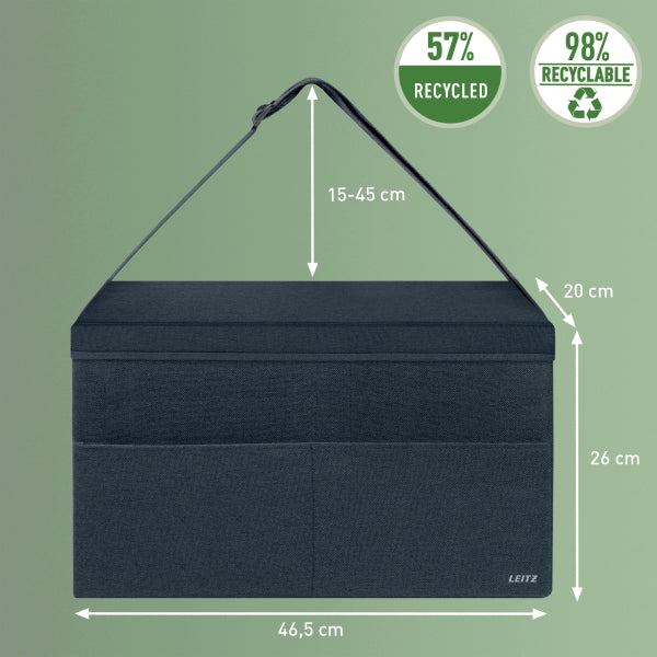 Leitz Fabric Hot Desking Work Bag with Lid, Velvet Grey