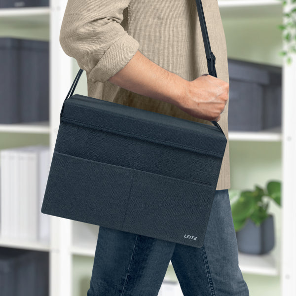Leitz Fabric Compact Hot Desking Work Bag with Lid, Velvet Grey