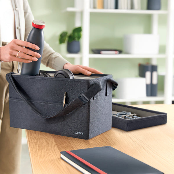 Leitz Fabric Compact Hot Desking Work Bag with Lid, Velvet Grey