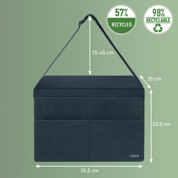 Leitz Fabric Compact Hot Desking Work Bag with Lid, Velvet Grey