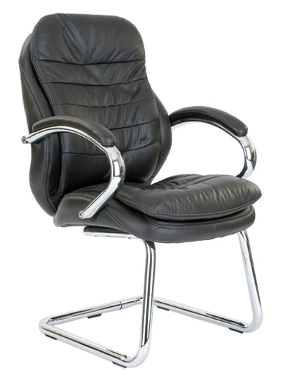 AVANSYS Santiago C Chrome Cantilever Framed Luxurious Leather Meeting/Visitors Armchair - Brown