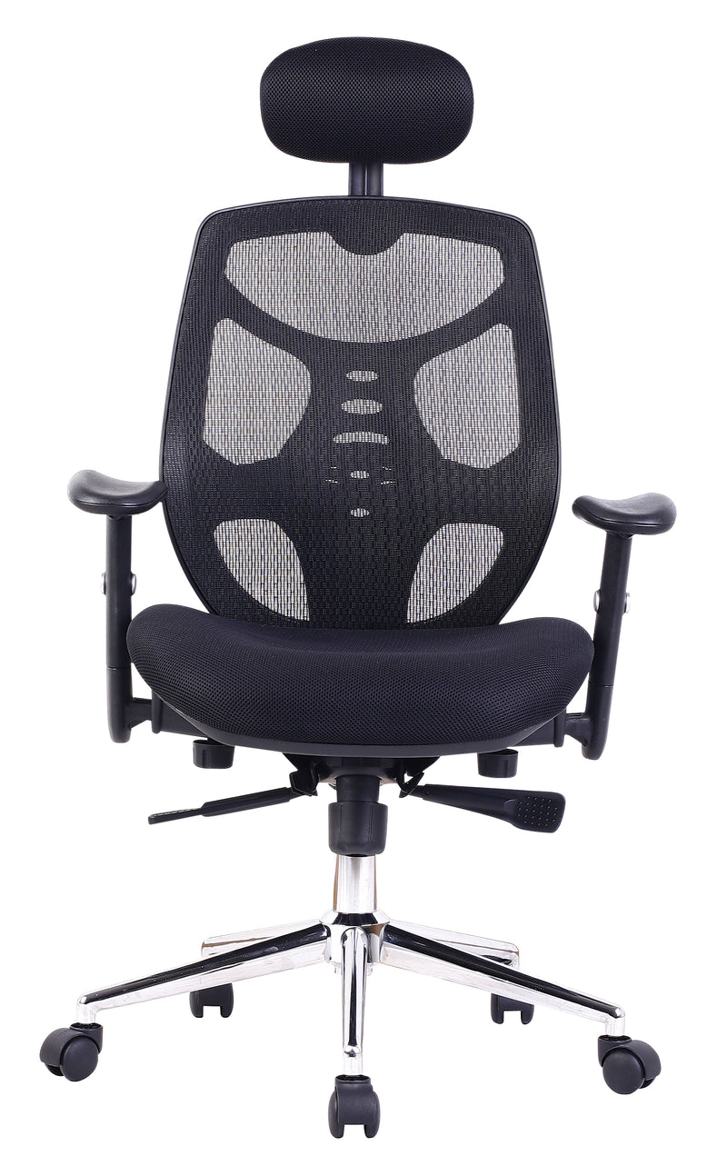AVANSYS Polaris High Back Mesh Executive Armchair with Headrest & Chrome Base - Black