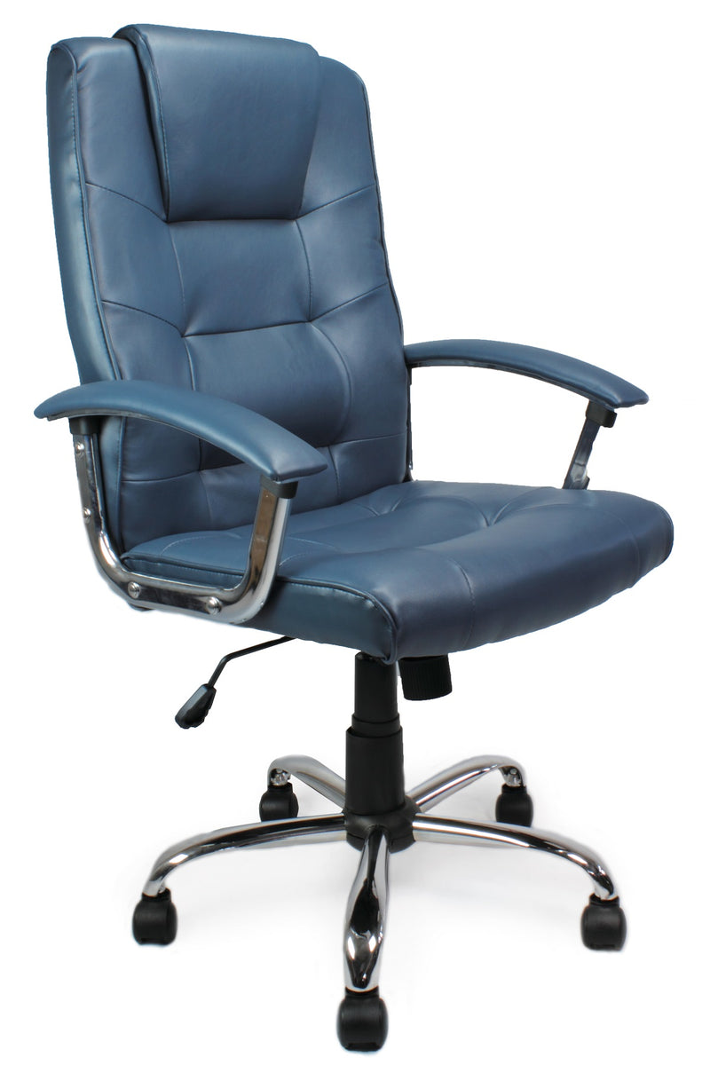 AVANSYS Westminster High Back Leather Faced Executive Armchair with Chrome Base - Blue