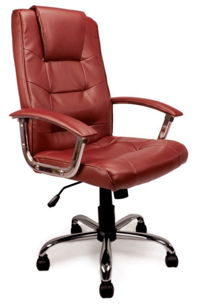 AVANSYS Westminster High Back Leather Faced Executive Armchair with Chrome Base - Burgundy