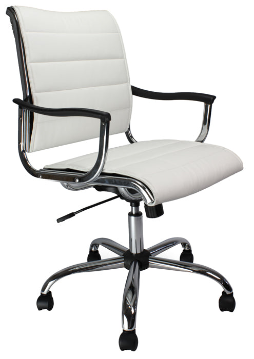 AVANSYS Carbis Leather Effect Designer Armchair with Chrome Frame - White