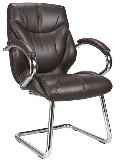 AVANSYS Sandown-C Chrome Cantilever Framed Luxurious Leather Meeting/Visitors Armchair - Brown