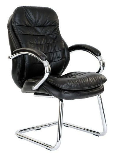 AVANSYS Santiago C Chrome Cantilever Framed Luxurious Leather Meeting/Visitors Armchair - Black