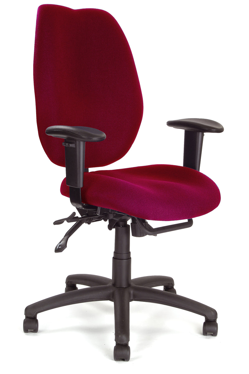 AVANSYS Thames Ergonomic High Back Multi-Function Operator Chair with Adjustable Arms - Wine Red