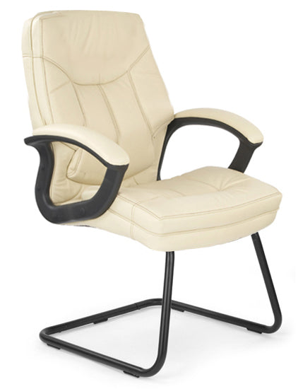 AVANSYS Hudson-C Cantilever Framed Leather Faced Meeting/Visitors Armchair - Cream