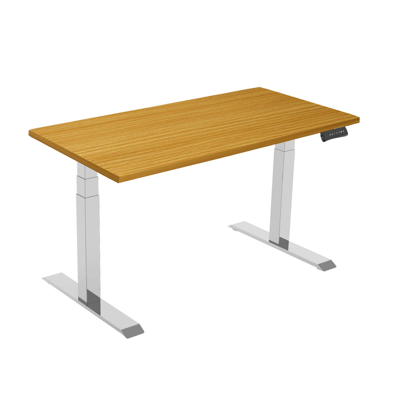 NOVA Vector DUO Electric Height Adjustable Sit Stand / Standing Desk, 1600mm, BEECH with SILVER Frame