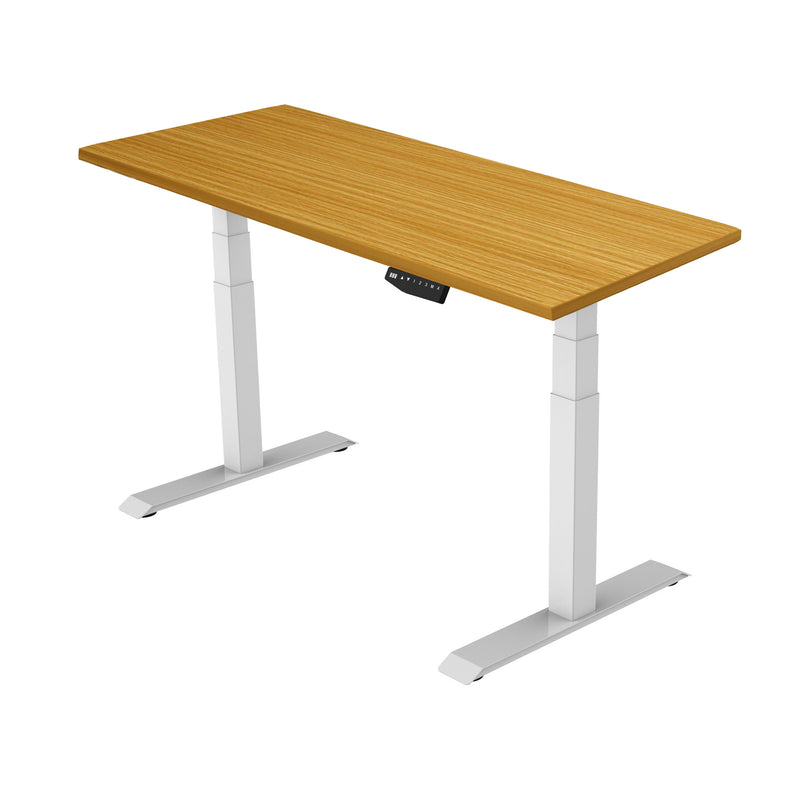 NOVA Vector DUO Electric Height Adjustable Sit Stand / Standing Desk, 1600mm, BEECH with WHITE Frame