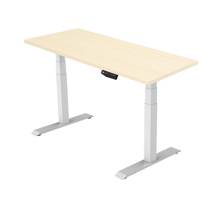 NOVA Vector DUO Electric Height Adjustable Sit Stand / Standing Desk, 1600mm, MAPLE with WHITE Frame