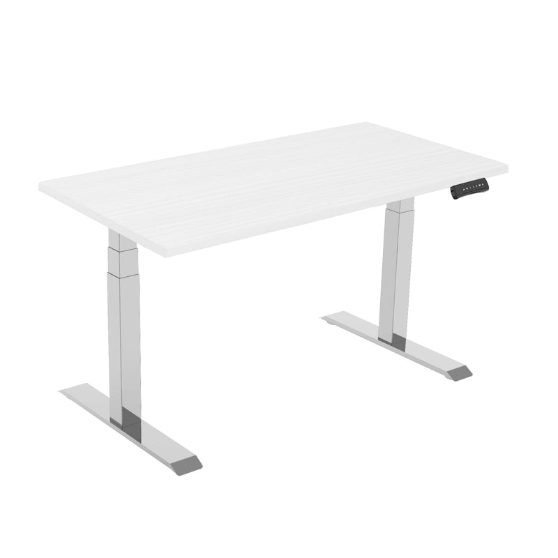 NOVA Vector DUO Electric Height Adjustable Sit Stand / Standing Desk, 1600mm, WHITE with SILVER Frame