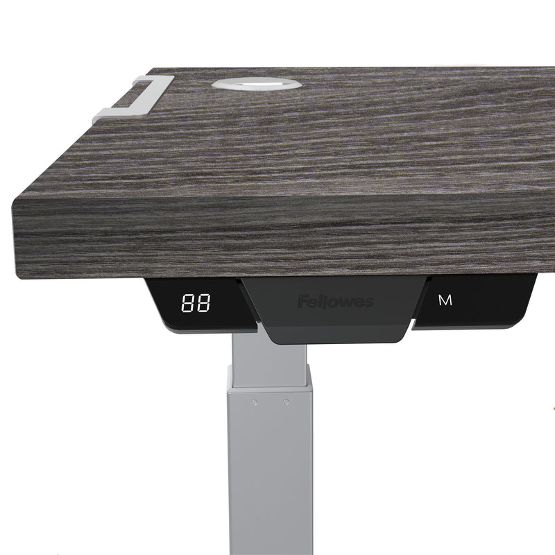 Fellowes Levado Electric Height Adjustable Sit Stand Desk / Standing Desk, 1600mm, NEWPORT OAK