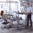 Fellowes Levado Electric Height Adjustable Sit Stand Desk / Standing Desk, 1800mm, SILVER FRAME / NEWPORT OAK DESKTOP