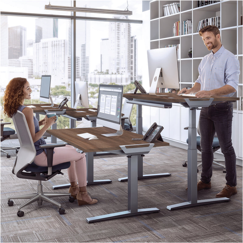 Fellowes Levado Electric Height Adjustable Sit Stand Desk / Standing Desk, 1800mm, WALNUT