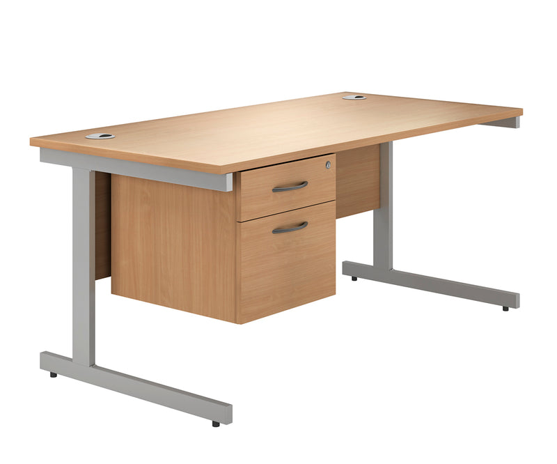 IKONIK Cantilever Rectangular Desk, Single Pedestal, 1400mm, BEECH